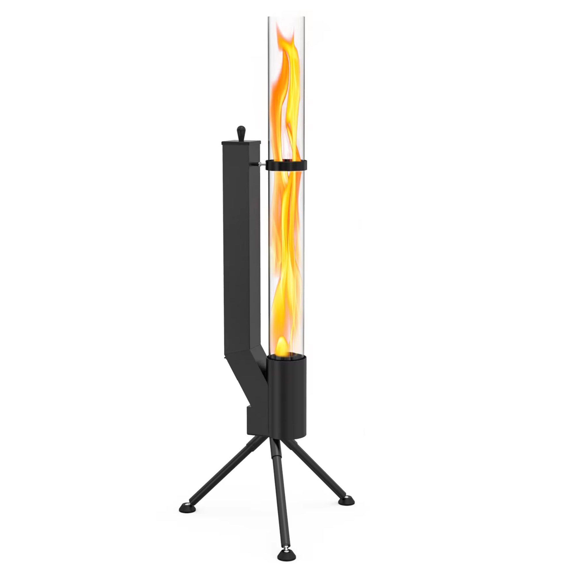 Albatross High-quality Pellet Torch Black | Rocket Stove For The Garden | With Glass Fire Pipe | Patio Heater Patio Stove | Outdoor Fireplace Without Electricity | Up To 2h
