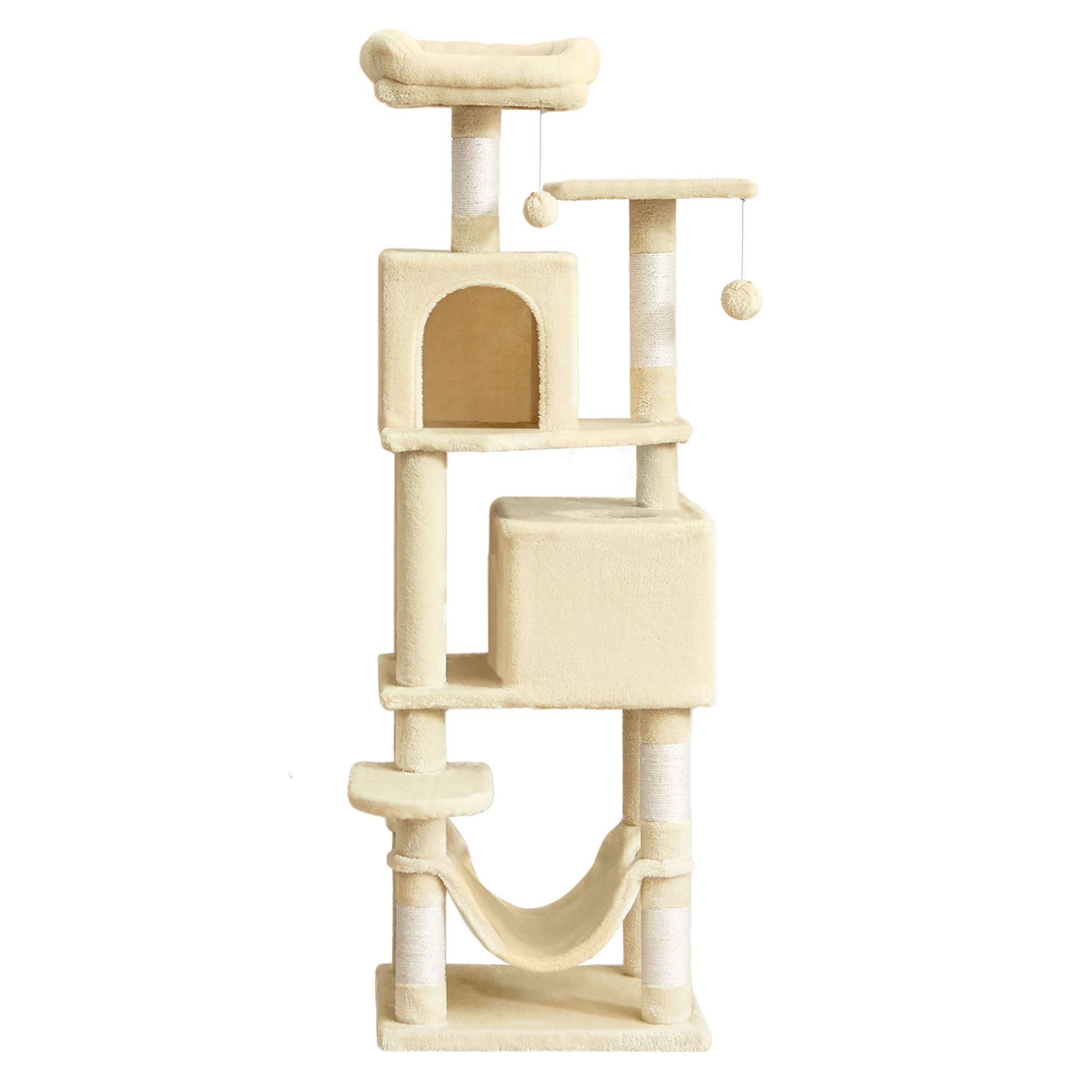 TEMU Árbol para Gatos, para Gatos de 151 cm, de Peluche de Varios Niveles, Beige