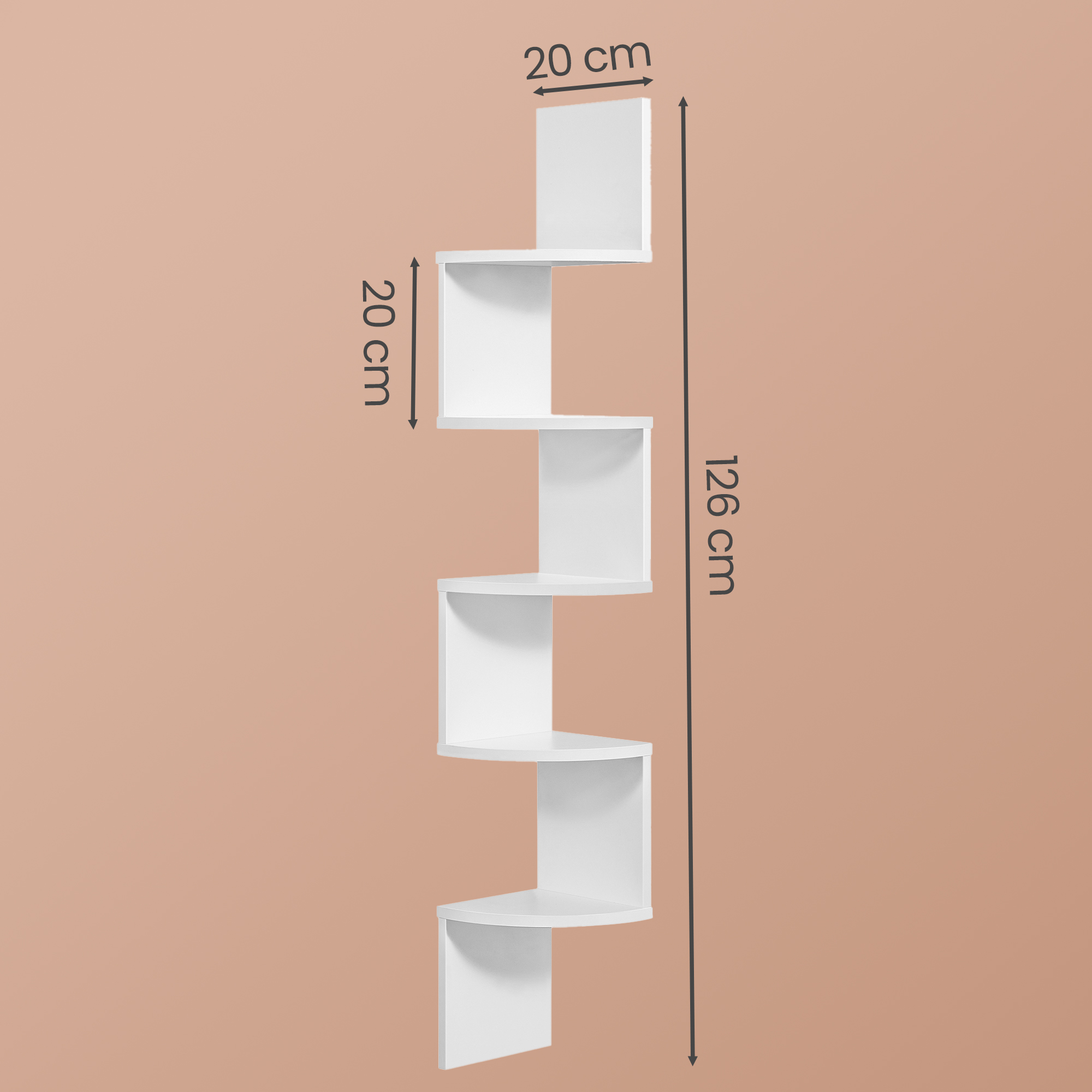 TEMU Librería de Esquina, Estantería de 5 Niveles, Estantería para Plantas, Baño, Dormitorio, Salón, ，20x20x127.5cm