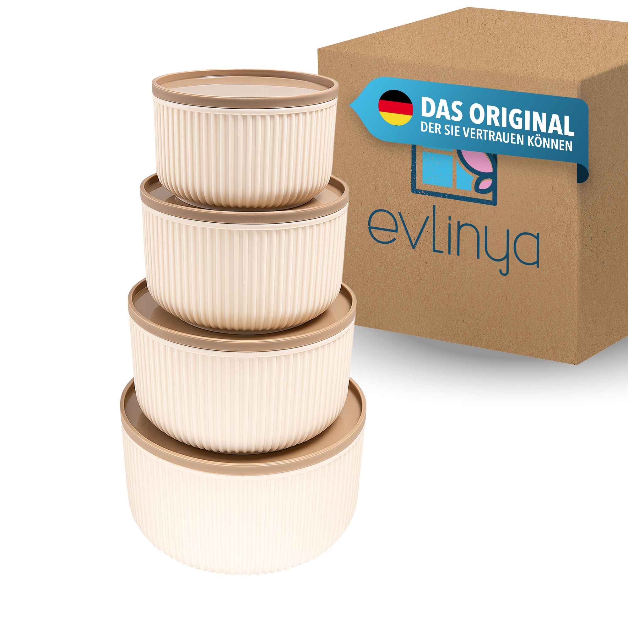TEMU Evlinya 4-teiliges Vorratsdosen Set rund mit Deckel, Frischhaltedosen stapelbar, Aufbewahrungsboxen Küche für Mehl, Reis, Pasta, Snacks, Nüsse,