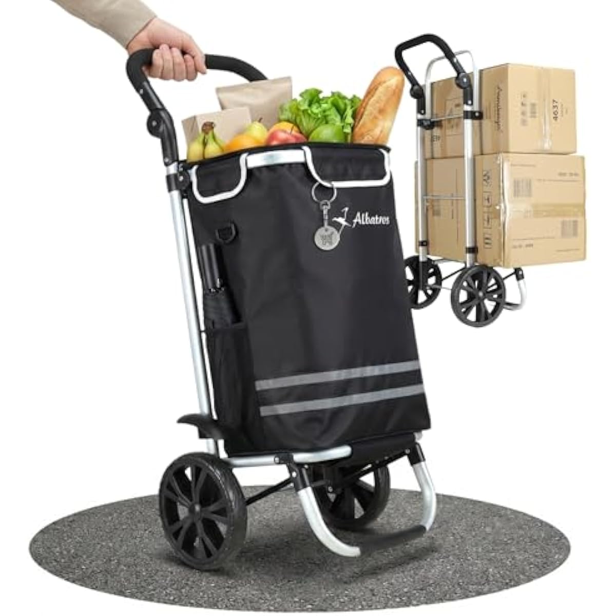 Image of Shopping Trolley Large | Shopping Cart With Large Bag | Thermal Inner Bag | Foldable Collapsible With Large Wheels | Window For Shopping List | Sack Cart . Shopping Cart Chip