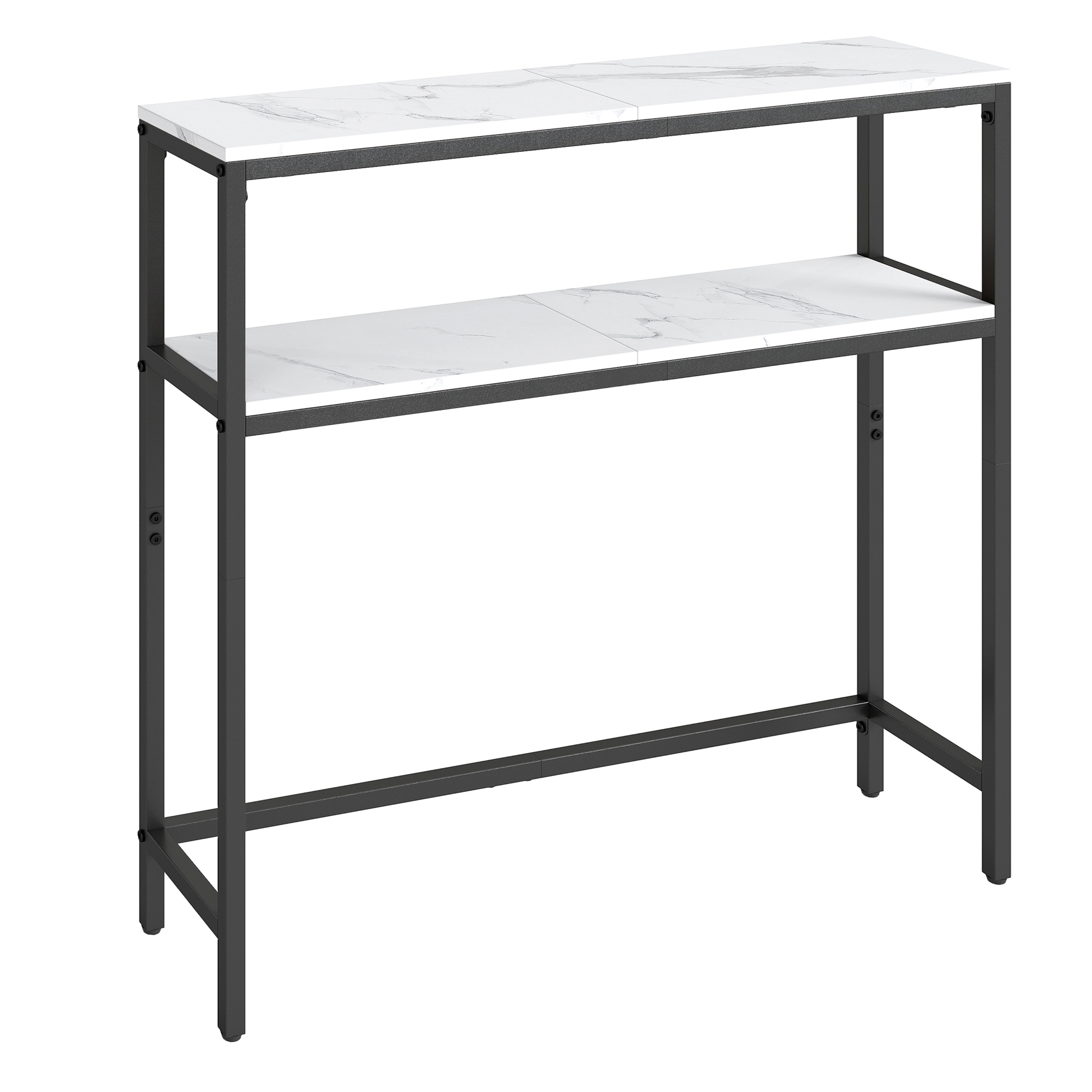 TEMU Mesa de Consola Estrecha con 2 Estantes para Pasillo, Sala o Dormitorio, Acabado Mármol, 20 x 80 x 80 cm, ，80x20x81cm
