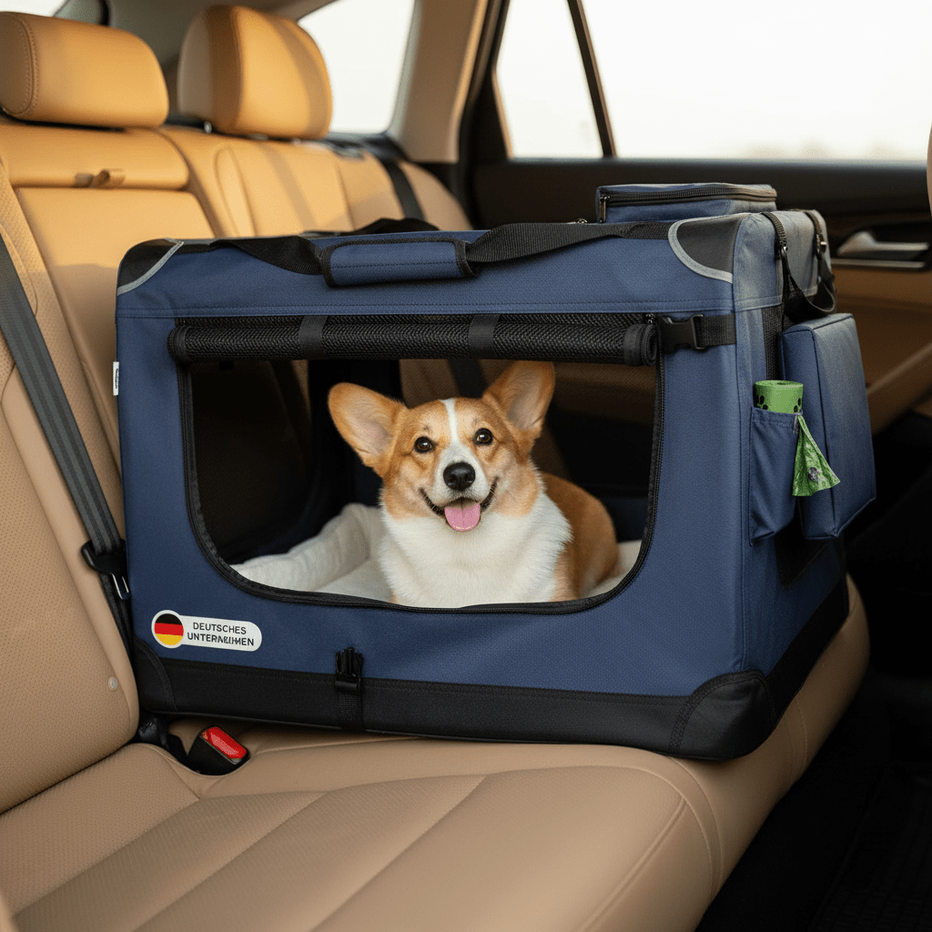 Image of Collapsible Pet Travel Carrier With Car Seat Belt Loop (for Safety Belt) – Odor-neutral Oxford & Polyester, Large (s-xl) For Up To 40kg | Breathable, Easy To Transport