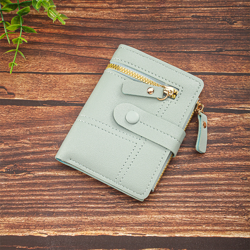 Solid-'s Wallet Patched Strap Zipper Clutch Short Card Holder Wallet