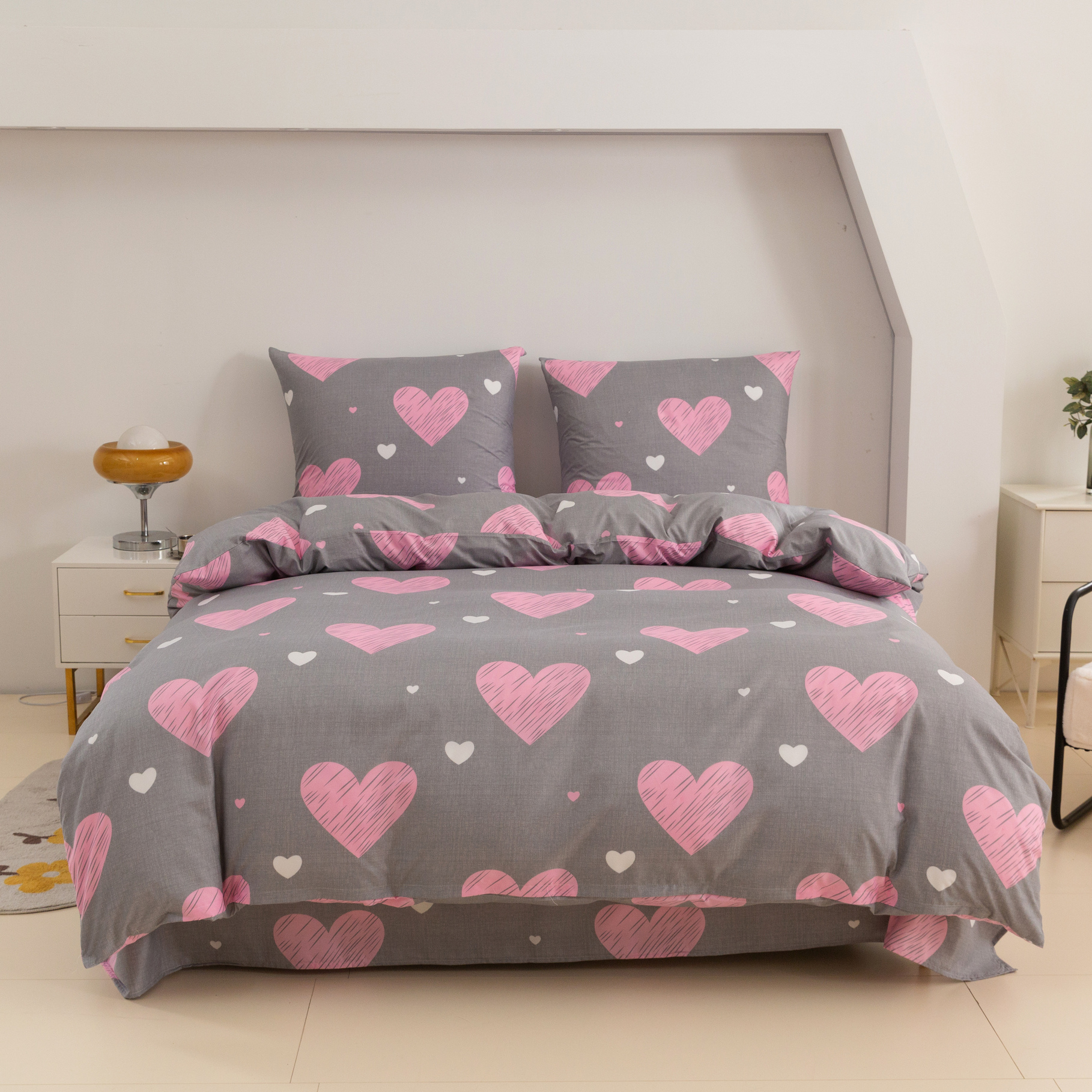 TEMU Parure de lit dans une couleur tendance qui transformera votre chambre ! Le lot : une housse de couette + des taies d'oreiller ( rembourrage).