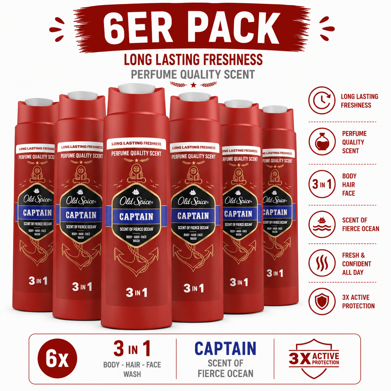 Image of Old Spice Captain 2 In 1 Shower Gel 250ml ()