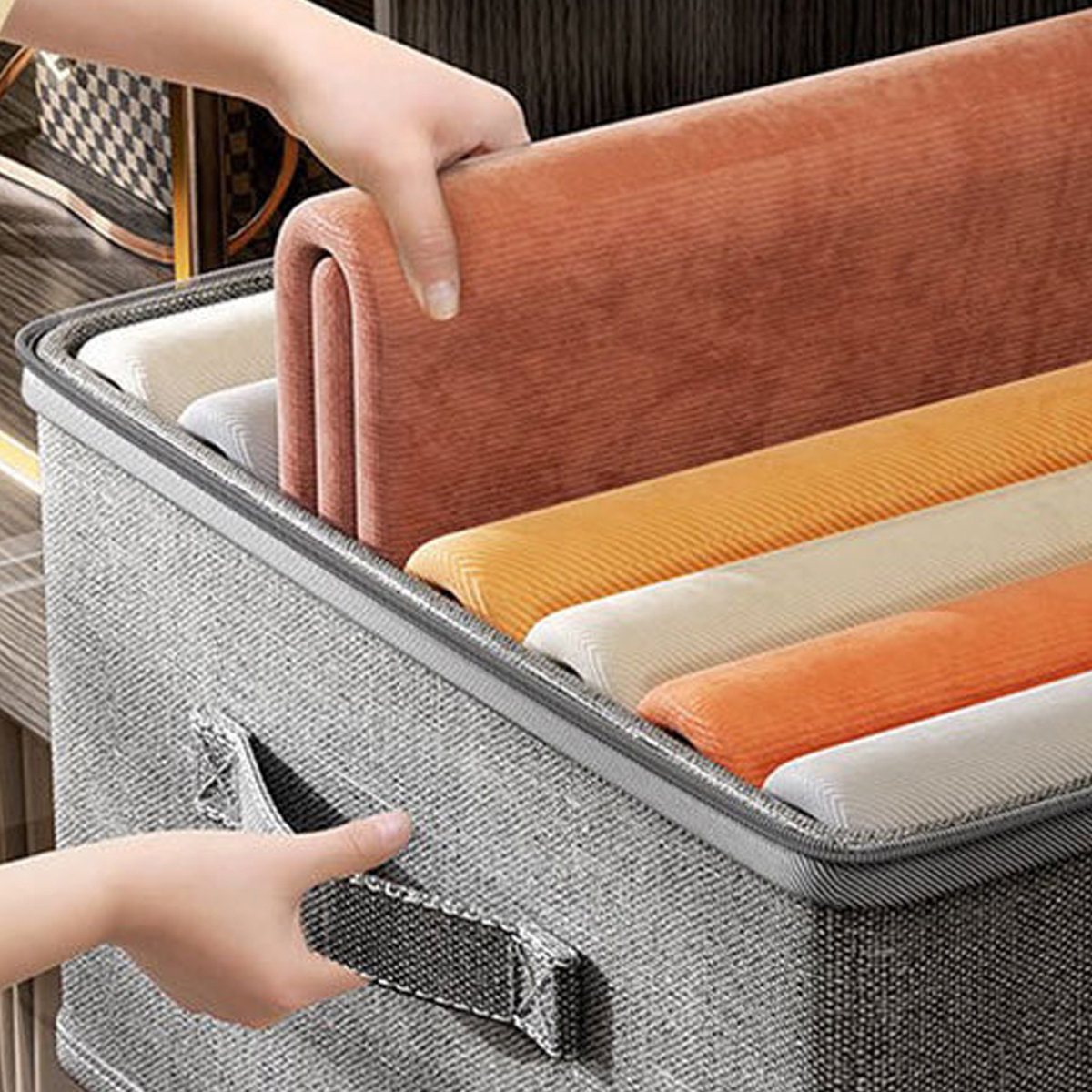4 Pack Folding Fabric Storage Cubes, Dust Resistant and Reusable