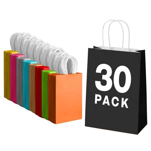 30pcs assorted paper gift bags with handles up to 2kg capacity small party bags for party weddings birthdays baby showers bulk retail shopping merchandise bags