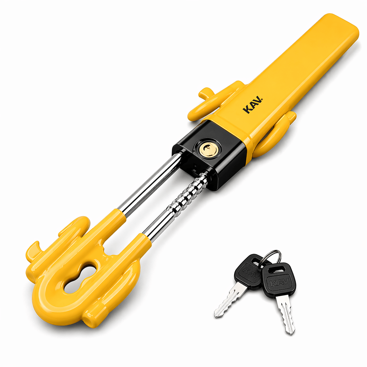 TEMU Kav Steering Wheel Lock Heavy Duty Anti Theft Car Security Universal Fit For Cars Suvs Caravans Scratch Resistant High Visibility Yellow With 2