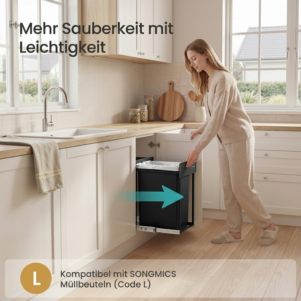 Under-sink Trash Can 20l With , Pull-out Kitchen Waste Bin For Under Cabinet, & Abs Lid, For 3-4 Person Household (fast Delivery From De Warehouse) Lid