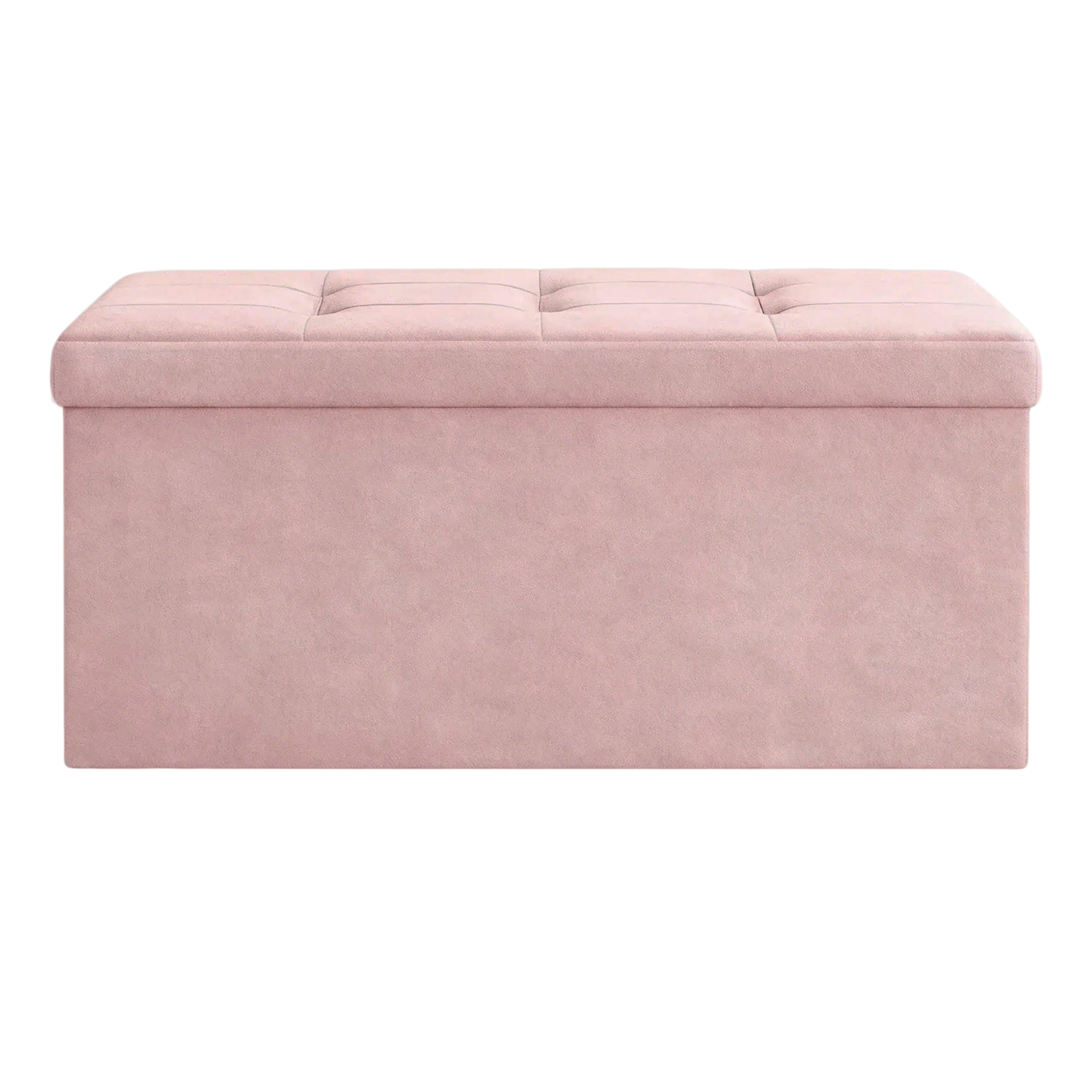 TEMU Plegable, Reposapiés de Terciopelo con Almacenamiento, con 2 Contenedores, 38 x 76 x 38 cm, Carga de 300 kg, Rosa