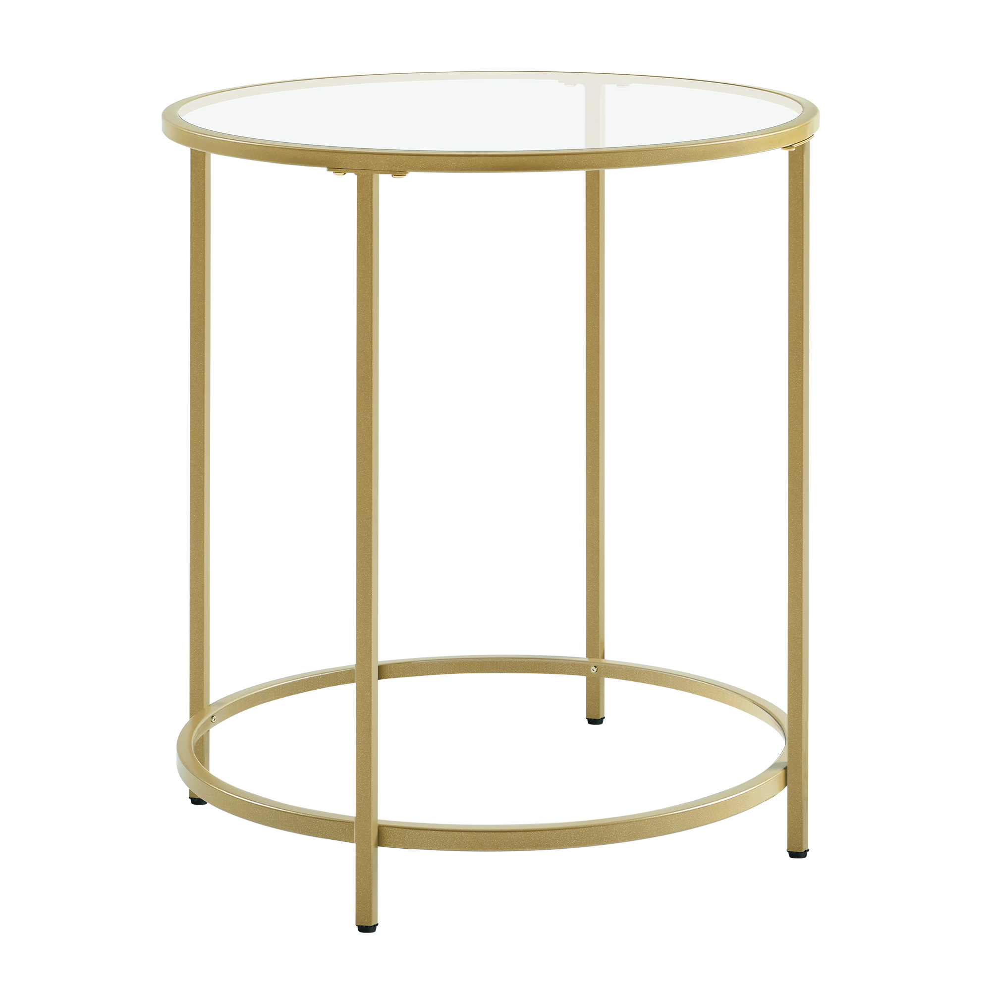 TEMU Mesa Auxiliar Redonda, de Vidrio Templado y de Acero, para Sala, , Dormitorio, Dorado