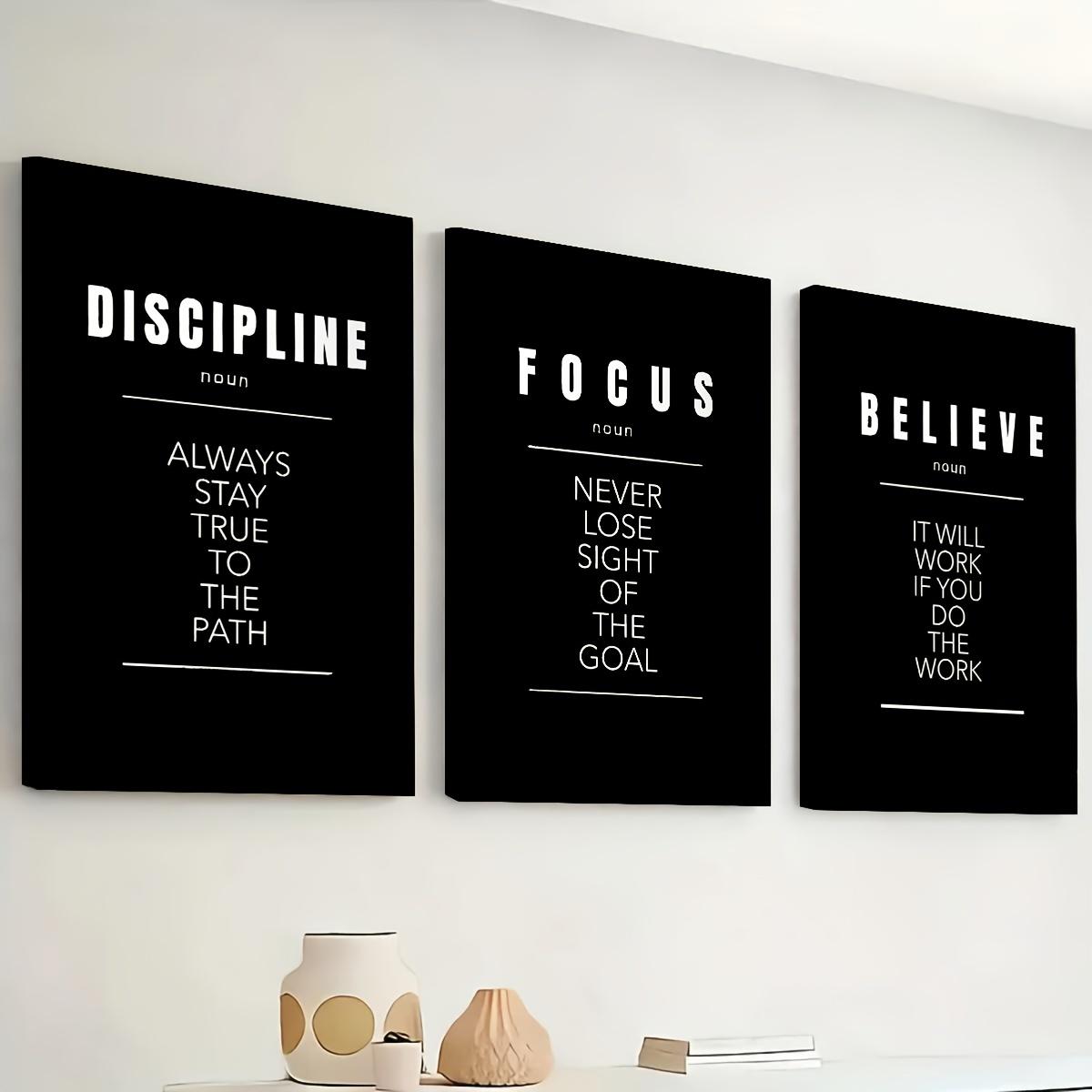TEMU 3pcs, 2d Flat Printing, Framed Canvas Paintings And Posters, Hung , Self Motivation, Self-improvement, Modern Minimalist Style Inspirational