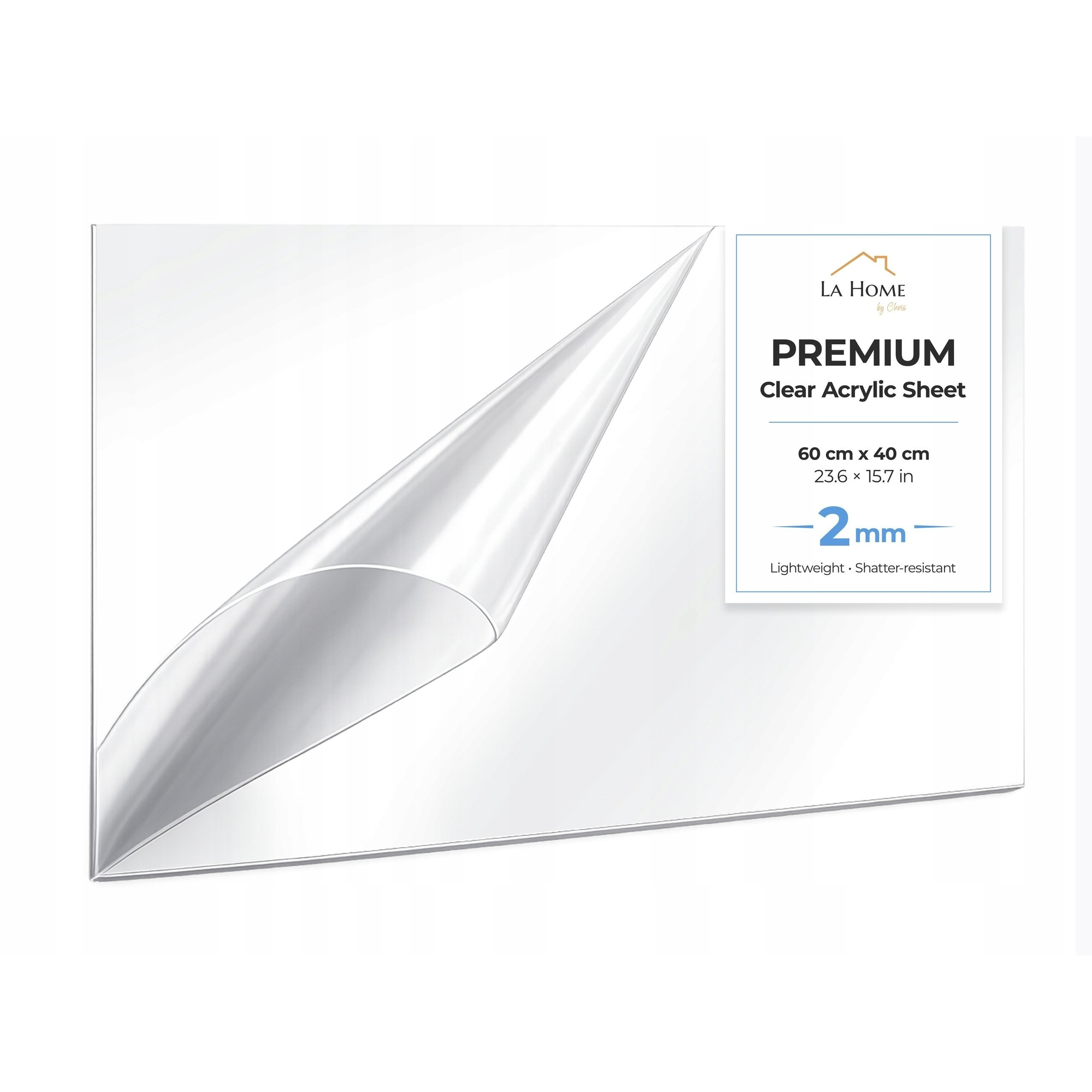 TEMU Plexi Sheet 60x40cm | Clear Transparent Acrylic Sheet | Thicknesses: 2mm, 3mm, 4mm | High 92% Glass Effect | Plexi Sheet For Diy, Advertising,