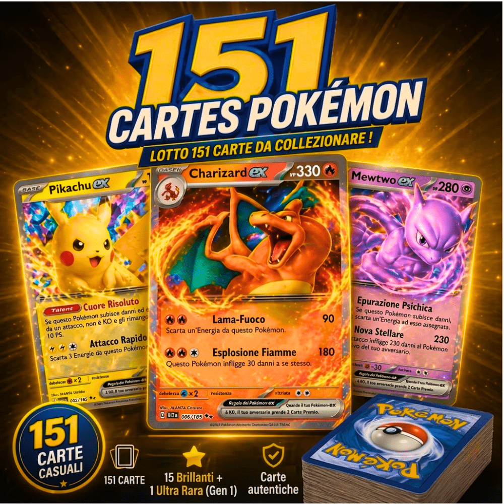 TEMU 151 Carte Pok矇mon �� Lotto a Sorpresa Casuale �� 1 Carta Ultra EX/V/... 1穠 Garantita �� Carte Lucide e Rare �� Versione Italiana �� per e Regalar