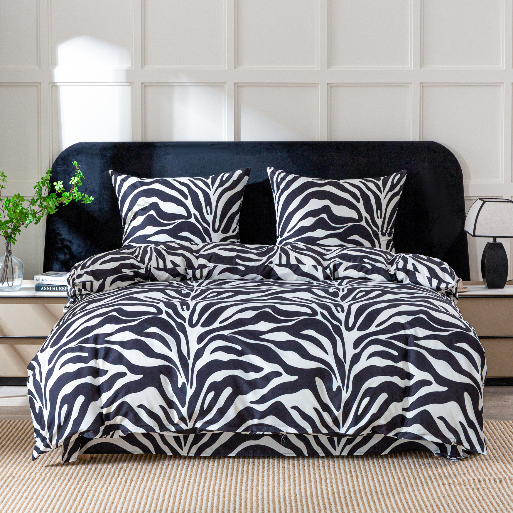 TEMU Parure de lit dans une couleur tendance qui transformera votre chambre ! Le lot : une housse de couette + des taies d'oreiller ( rembourrage).