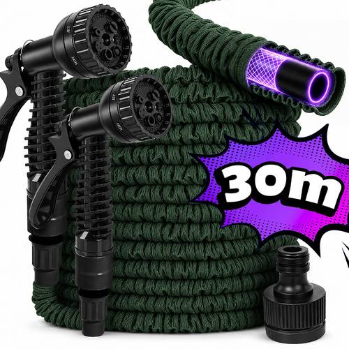 furtun flexibil de grădină, extensibil 30m / 60m, set pistoale de pulverizare, perete interior ranforsat, cu conectori, ușor și , anti-încurcare, pentru udarea grădinii, gazonului, florilor, plantelor, legumelor, spălarea mașinii, terasei, mobilierului de grădină, furtun pentru grădină și curte, set cu capete și reglare a debitului de apă, furtun de apă pentru casă și grădină, ideal pentru udare și curățare.