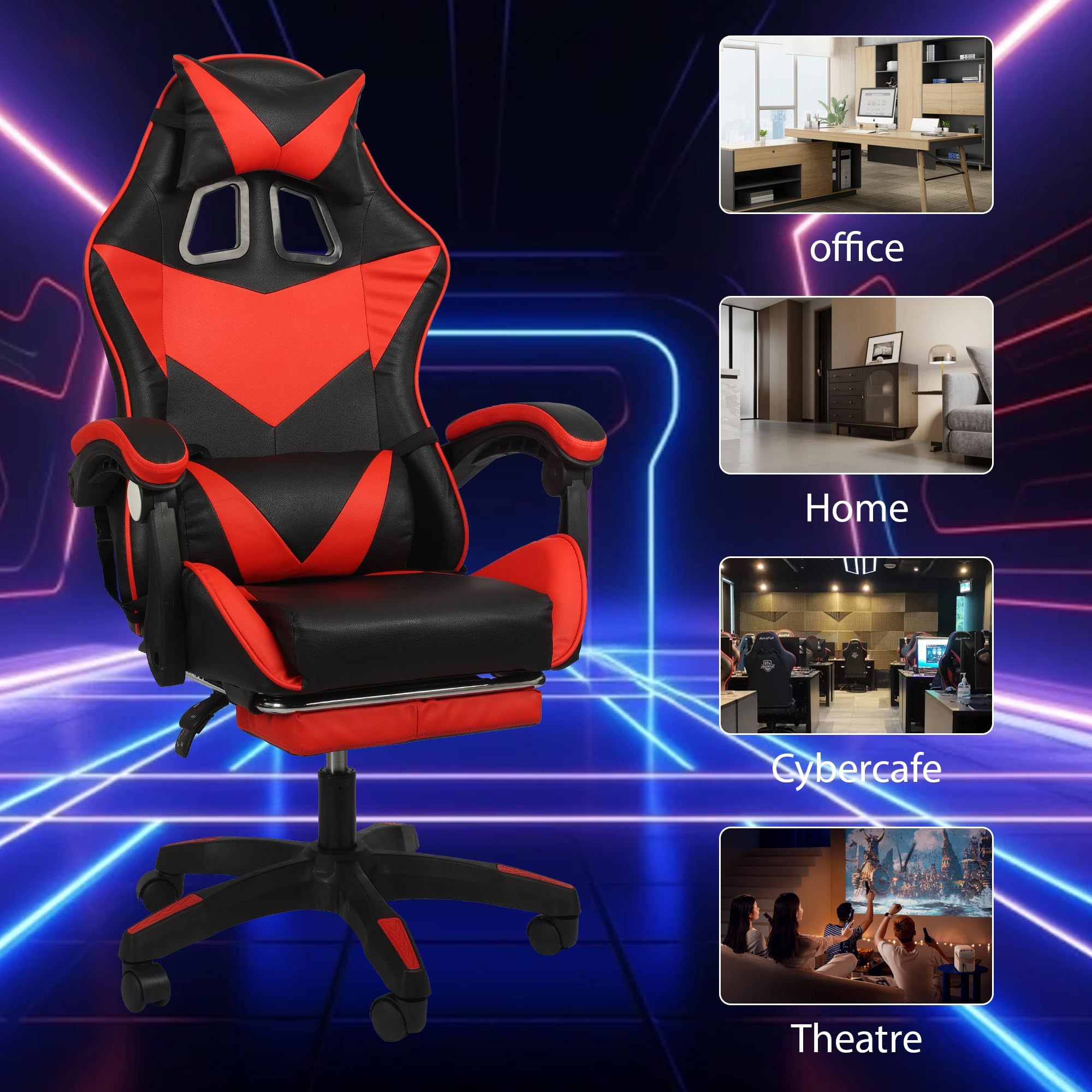 High Back Ergonomic Gaming Chair with Footrest