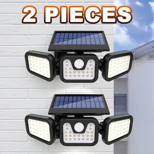2 pack solar wall lights with 74 leds 270 wide angle motion sensor outdoor security light 3 lighting waterproof solar powered floodlight for garage yard pathway front door