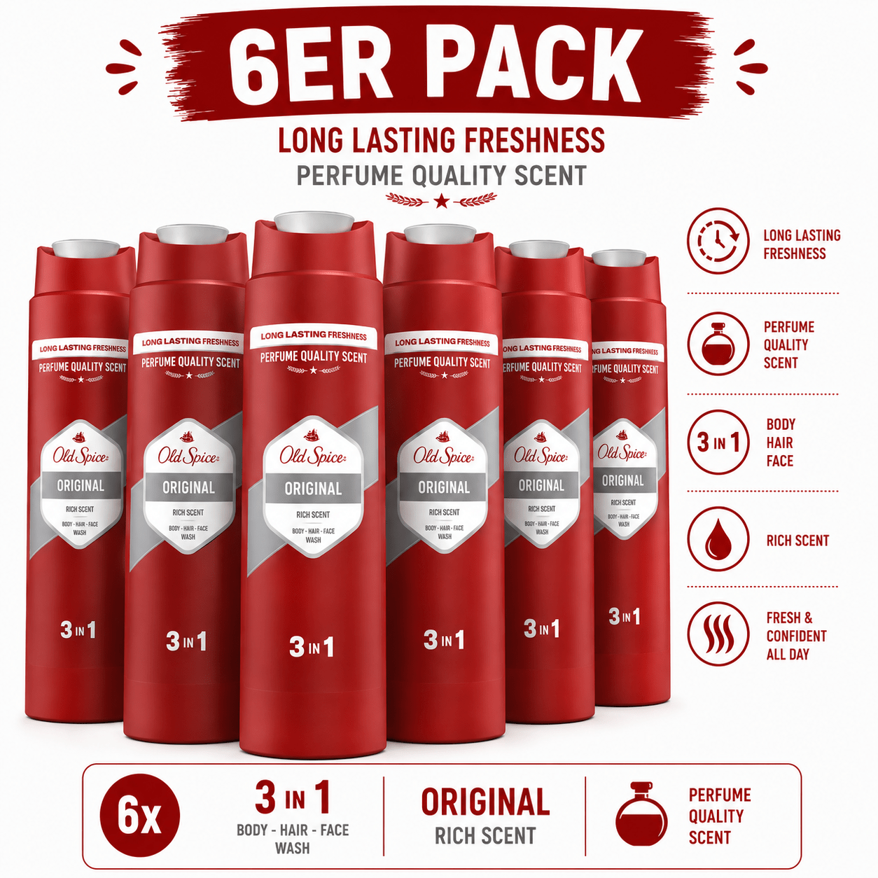 Old Spice Original Shower Gel 250ml (6-pack)