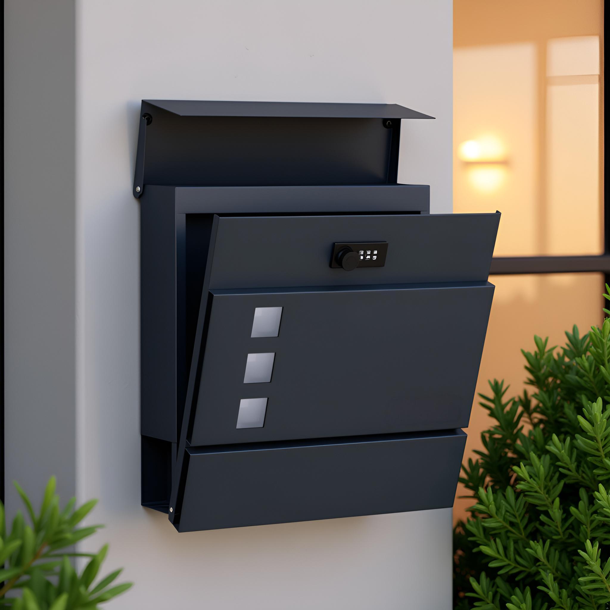 Wall-mounted Mailbox With Newspaper Compartment (10x31x33 Cm) | Optional: Combination Lock Or Key (includes 4 Keys) | Stainless Steel Mailbox