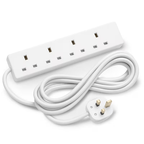 4 way extension lead 2m socket extension gang power strip extension cord multi plug extension socket electric extension lead power extension for home bedroom kitchen and office