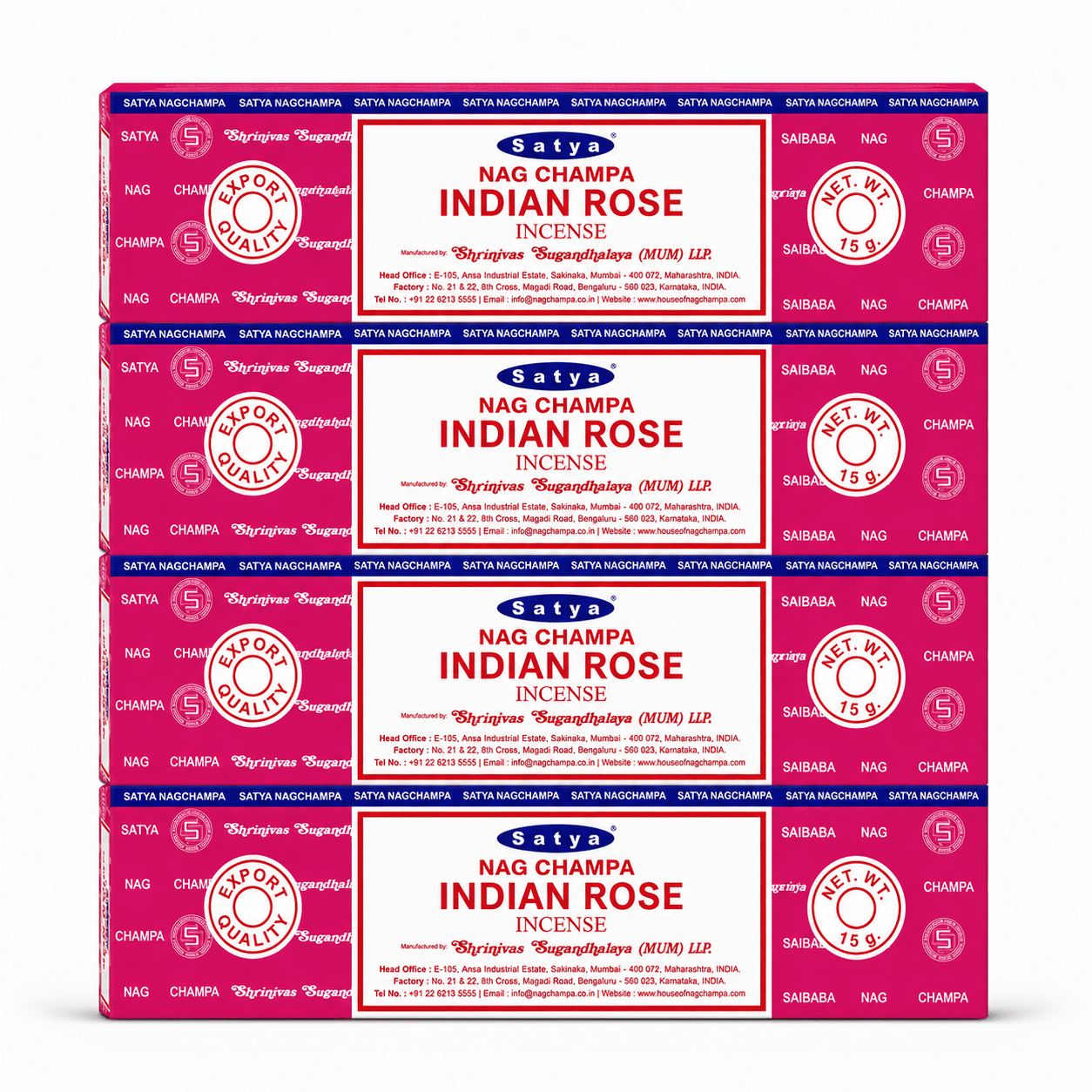 TEMU Pack 4 Paquete de 15g Total 60g Incienso INDIA ROSE - Varillas de Incienso