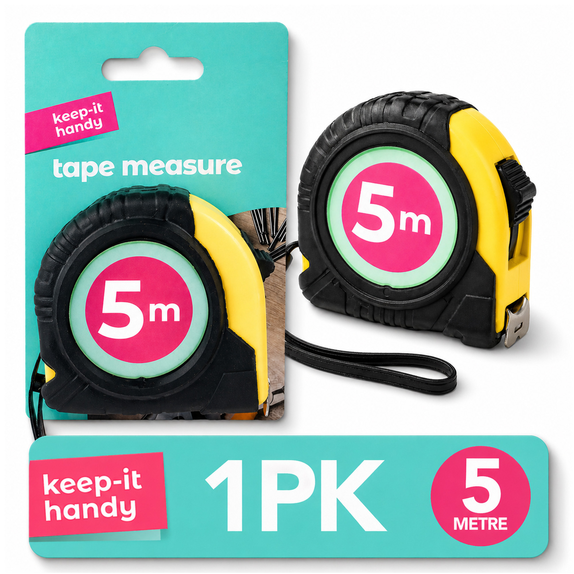 TEMU 1pk 5m Tape Measure | Compact Measuring Tape For Diy & Home Use | Retractable Tape Measure For Furniture, Decorating & Everyday Measuring