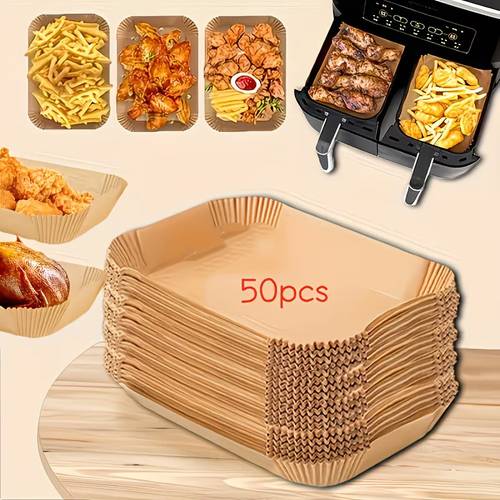 50 100pcs 21 84x13 97cm disposable air fryer liners rectangular paper air fryer liner pots easy healthy cooking ideal for air fryers ovens baking trays great gift for home cooks air fryer accessories