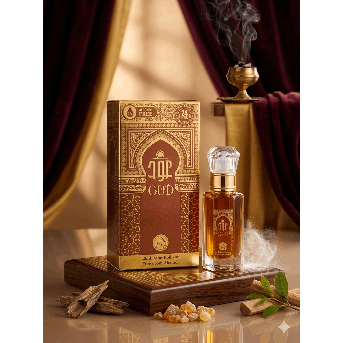 TEMU Huile de parfum OUD 20 ml – Oud, Vanille, , , Musc Blanc – Parfum oriental longue tenue