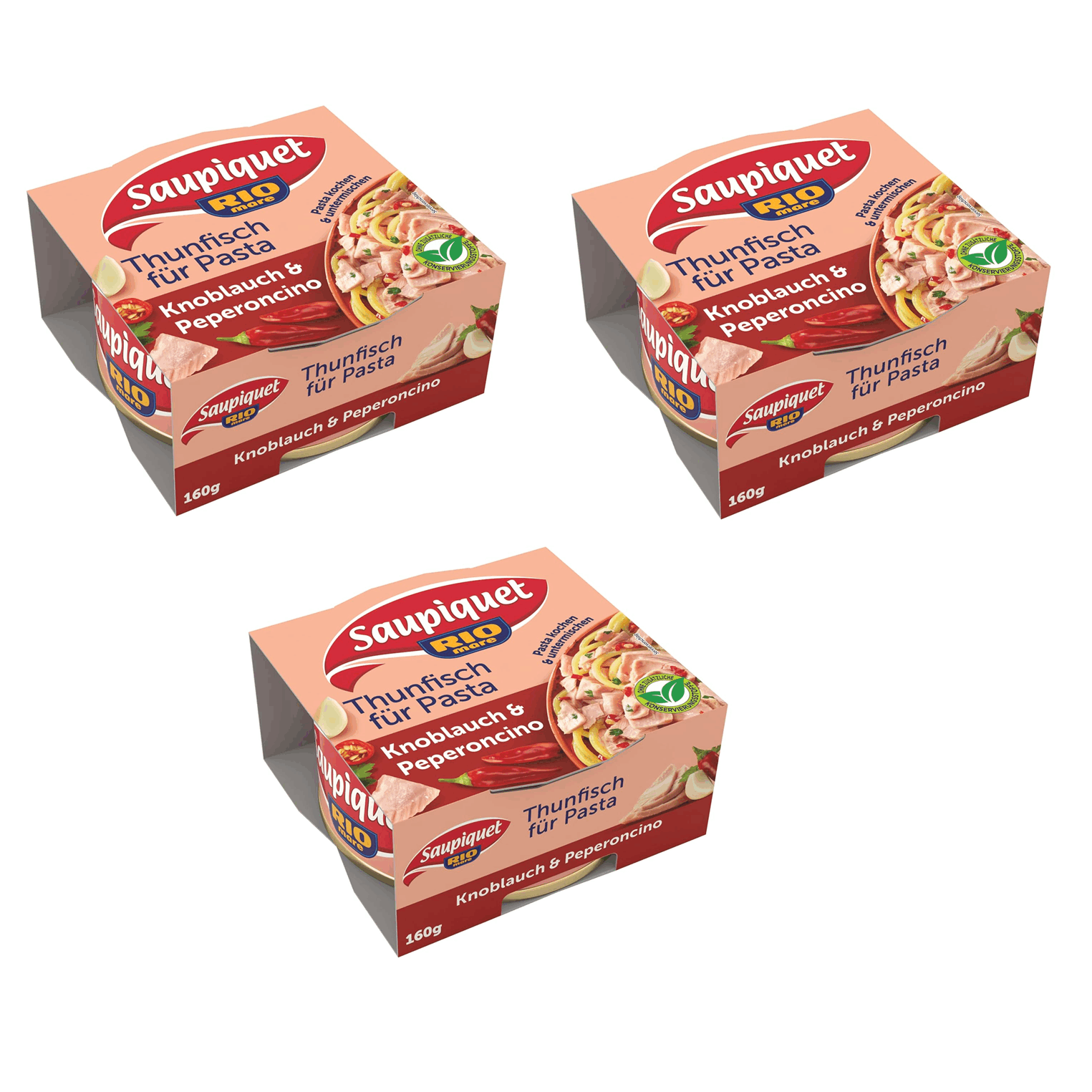 Image of Saupiquet Rio Mare Tuna For Pasta With Garlic & Chili, 3x160g, Ready-to-eat, Perfect For On-the-go