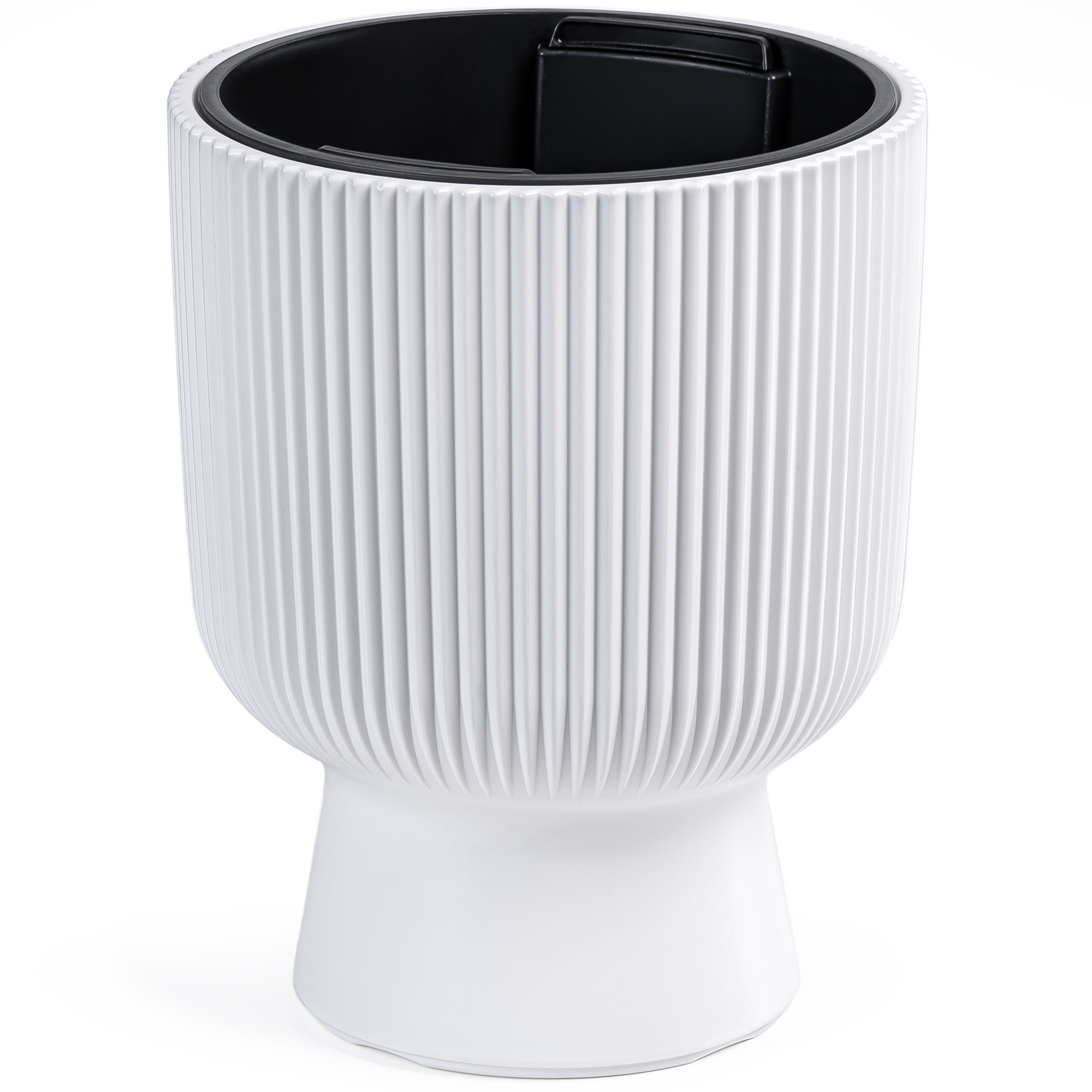 Image of Flower Pot 24 Cm In Diameter With Insert - Matte Planter 8.5 L Made Of Plastic In Ribbed Design, Uv-, Frost- And Scratch-resistant, For Indoor, Balcony, Terrace & Garden Pp