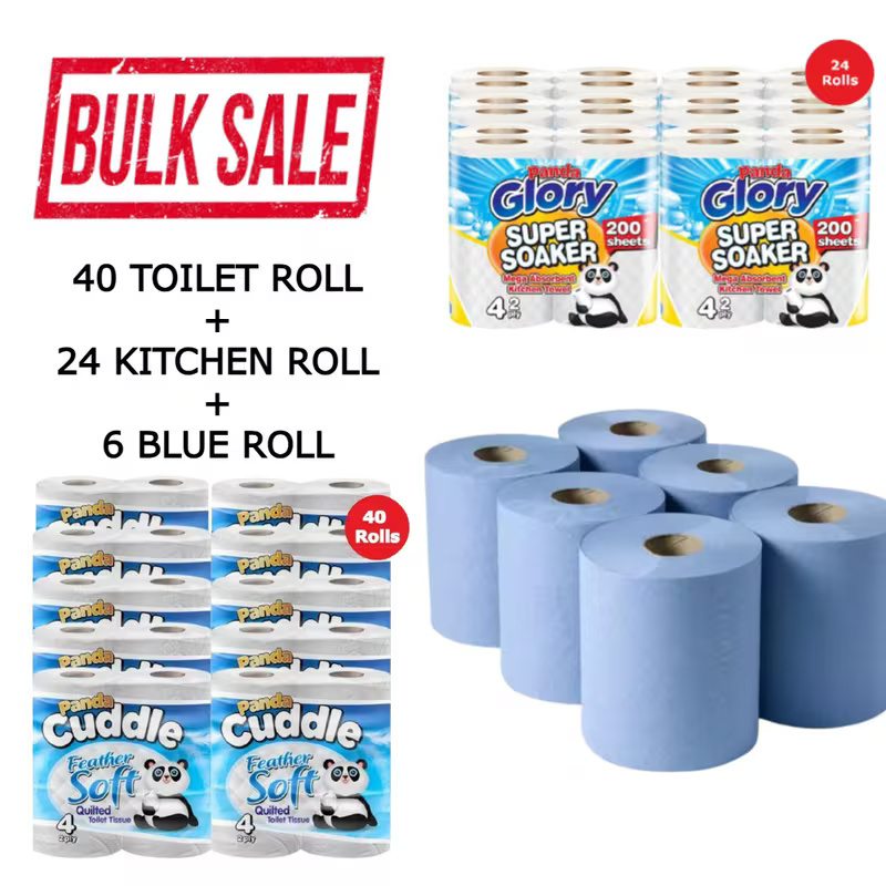 TEMU Efforias Mega Tissue Rolls Bundle Set – 40 Luxury 2-ply Toilet Rolls, Rolls, 6 Multipurpose – Bulk Buy Savings, , Durable