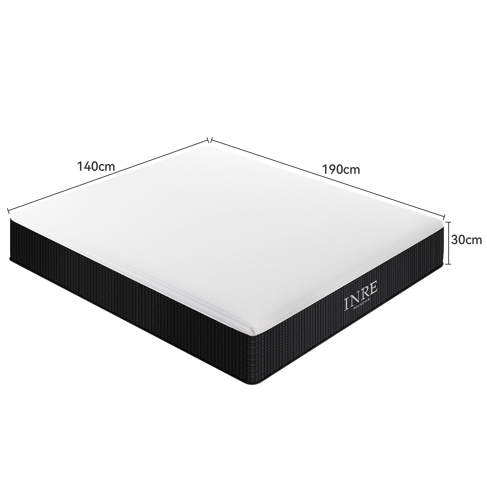 TEMU Matelas à de INRE 30cm, Soutien ergonomique, Épaisseur 30 cm, Respirant, Face été/hiver, Soulagement des points de pression, Fermeté moyenne
