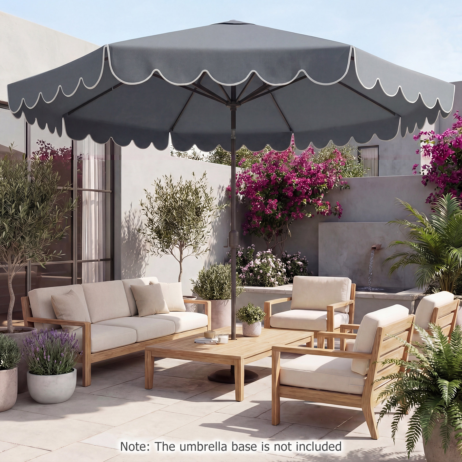 Image of 10 Ft Patio Umbrella With Push Button Tilt & Crank, 8 Heavy-duty Metal Ribs, Sun-protective Double-tiered Canopy, Outdoor Umbrella, For Deck, Beige/brown/gray/red