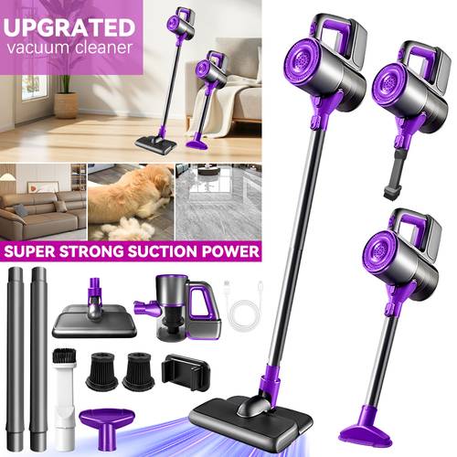4 in 1 handheld vacuum cleaner ultra lightweight 8000 pa powerful suction high speed motor vacuuming mopping sweeping suitable for home carpets pet hair cleaning easy to and store 3000 mah carpet cleaner mothers day gift birthday christmas gift