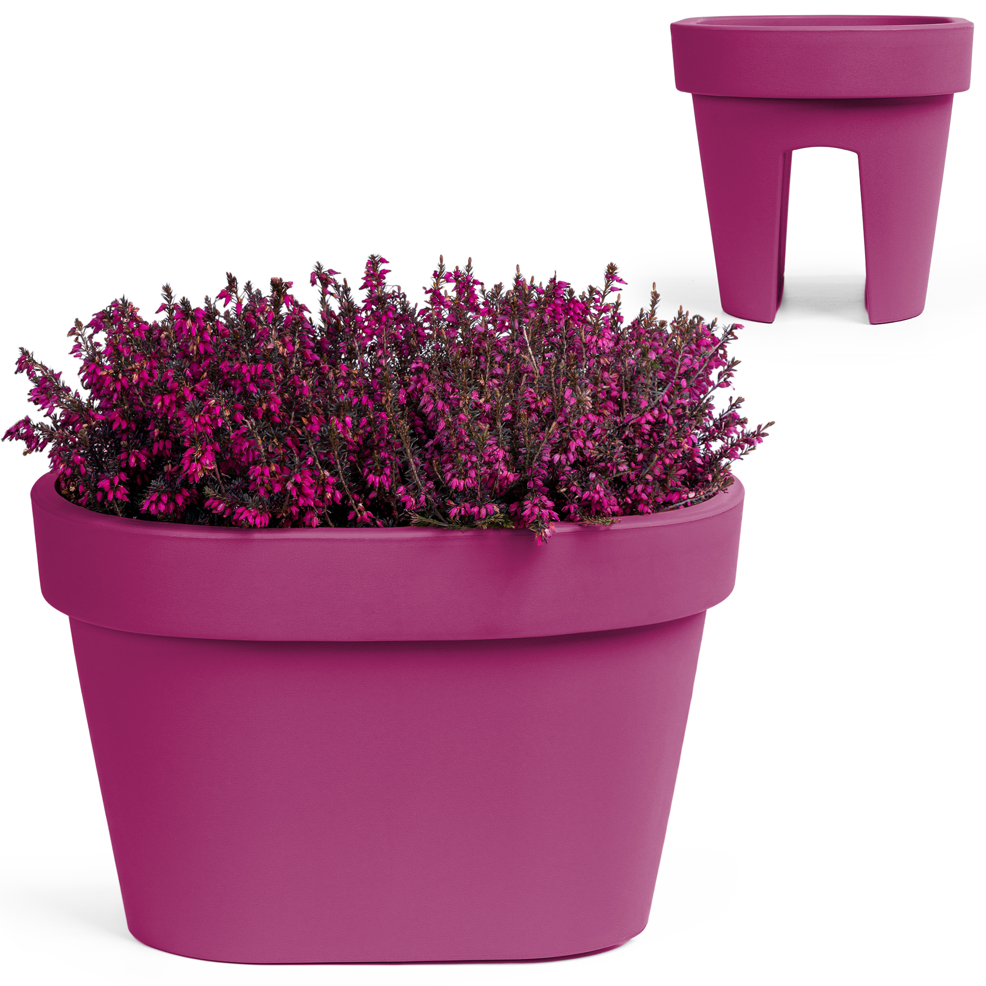 Image of Plastic Flower Box For Balcony Railing, 12.3 L Balcony Planter, . 40x27cm, Uv-resistant, Sturdy Balcony Pot For Flowers, Herbs, Vegetables