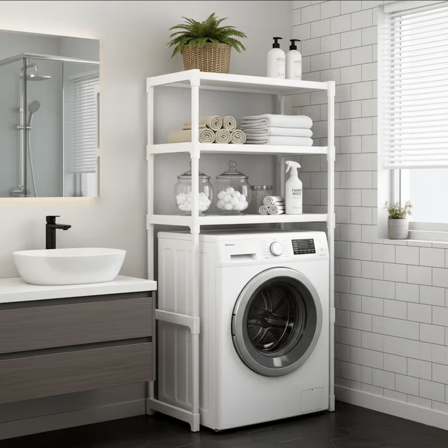3-tier Over-the-washer Bathroom Shelf | Space- Organizer | Multifunctional Metal Rack For Bathroom, Laundry, And Hotel |