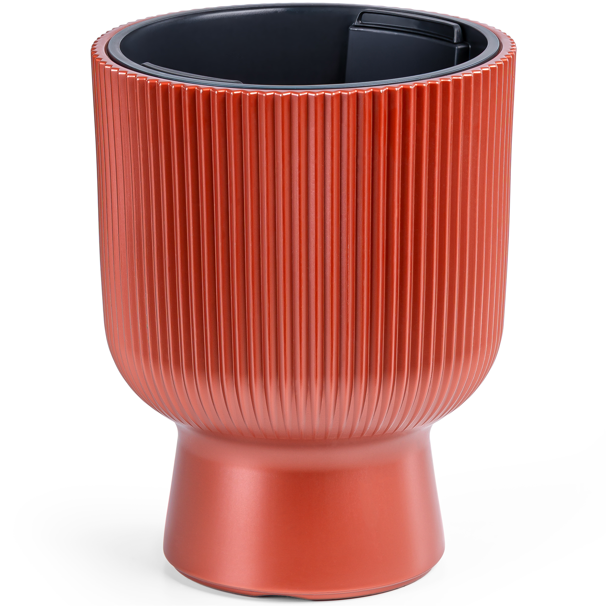 Flower Pot 24 Cm In Diameter With Insert - Matte Planter 8.5 L Made Of Plastic In Ribbed Design, Uv-, Frost- And Scratch-resistant, For Indoor, Balcony, Terrace & Garden