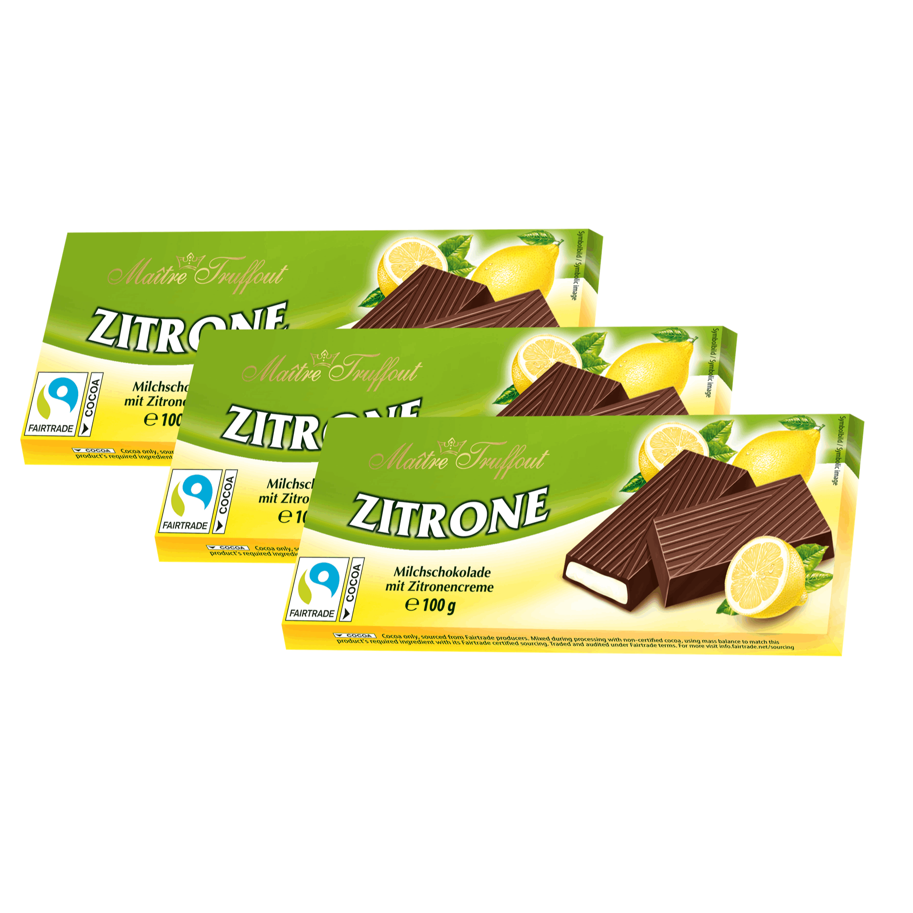 Image of Cream Chocolate Lemon Maître Truffout 3x100g - Milk Chocolate With Lemon Cream - Delicately Melting Chocolate With Fruity Flavor - Sweetness & Dessert