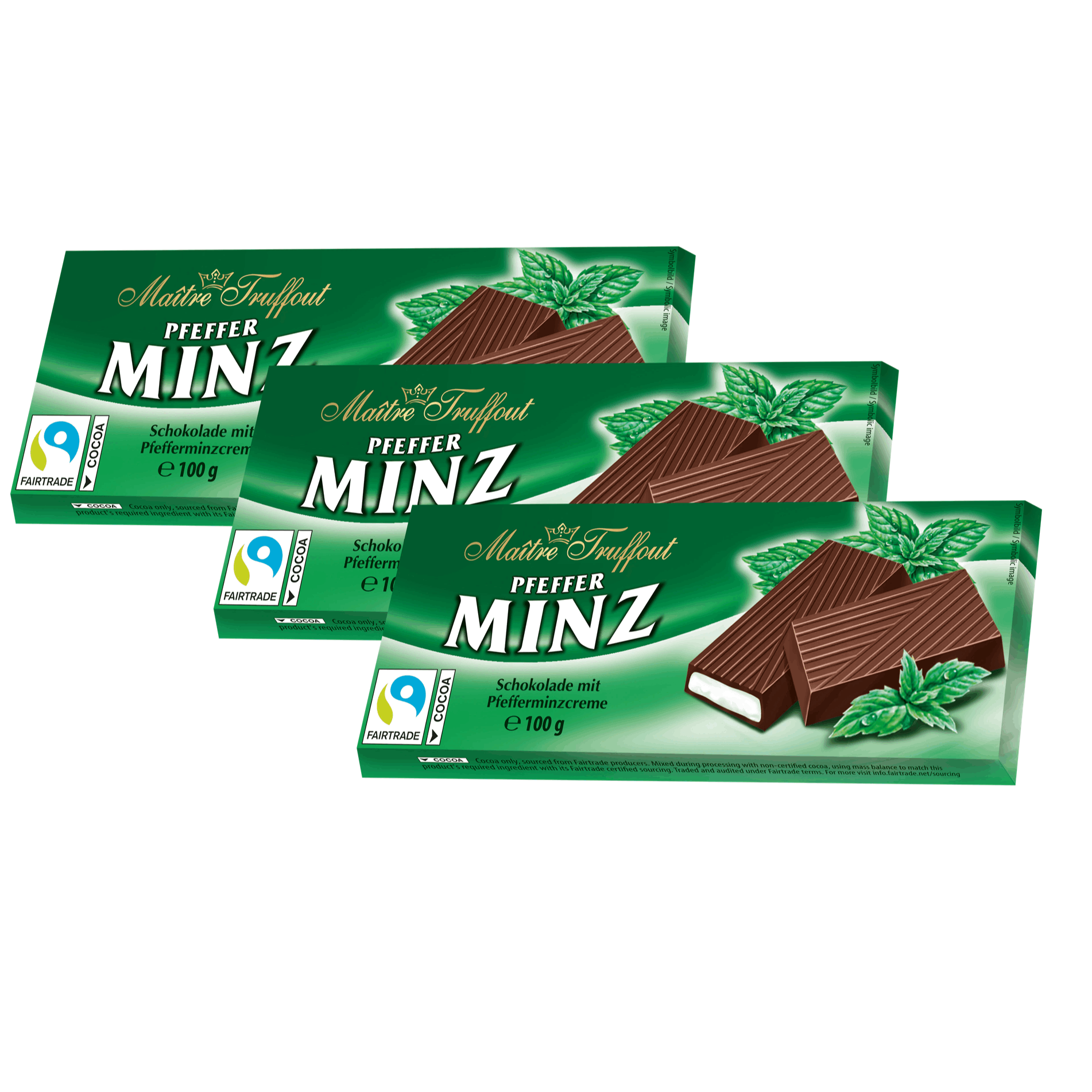 Image of Cream Chocolate Peppermint Maître Truffout 3x100g - Chocolate Filled With Peppermint Cream (62%) - Sweetness & Dessert