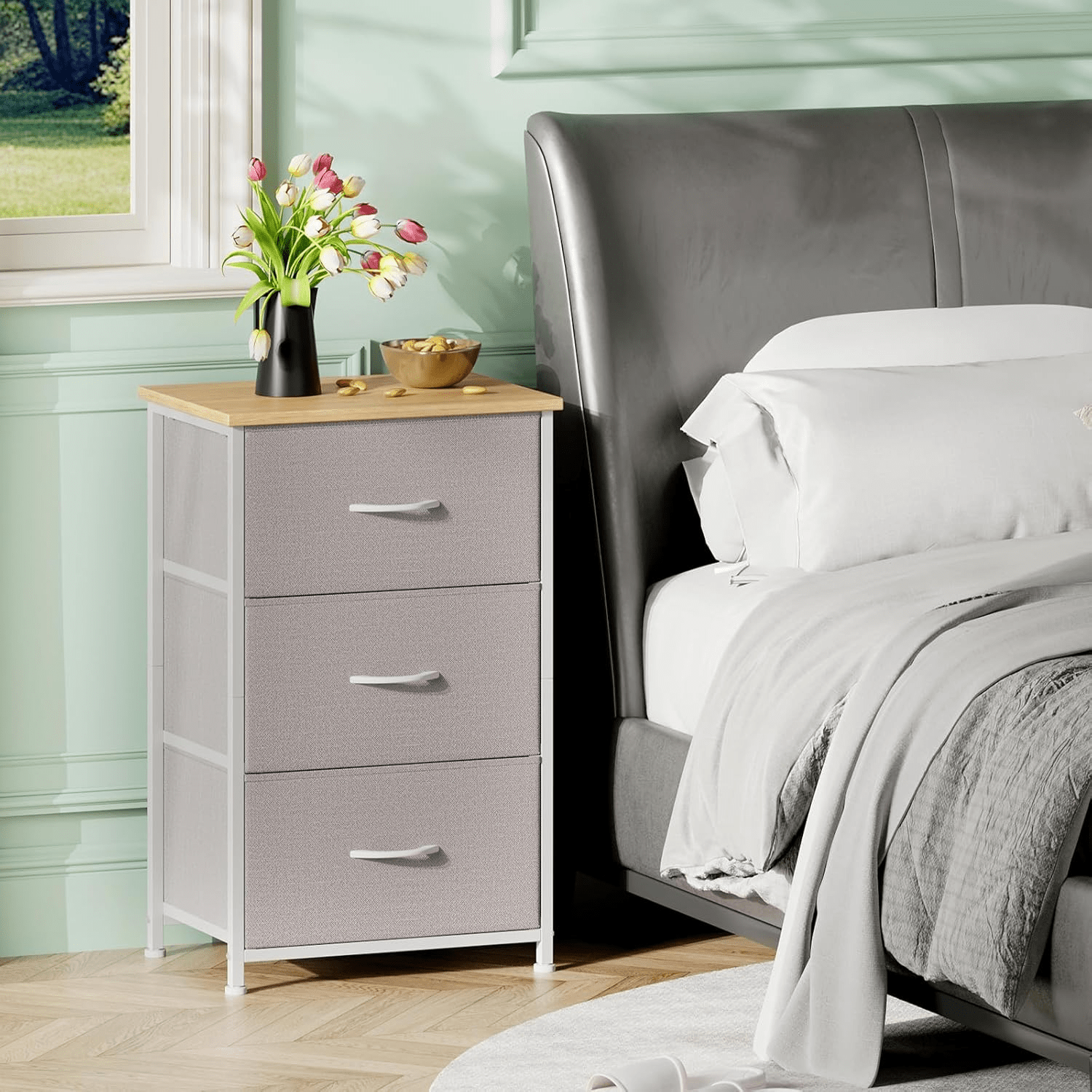 Image of Chest Of Drawers With Drawers Bedroom Living Room Hallway Chest Of Drawers Storage Cabinet Fabric Chest Of Drawers 3 Fabric Drawers