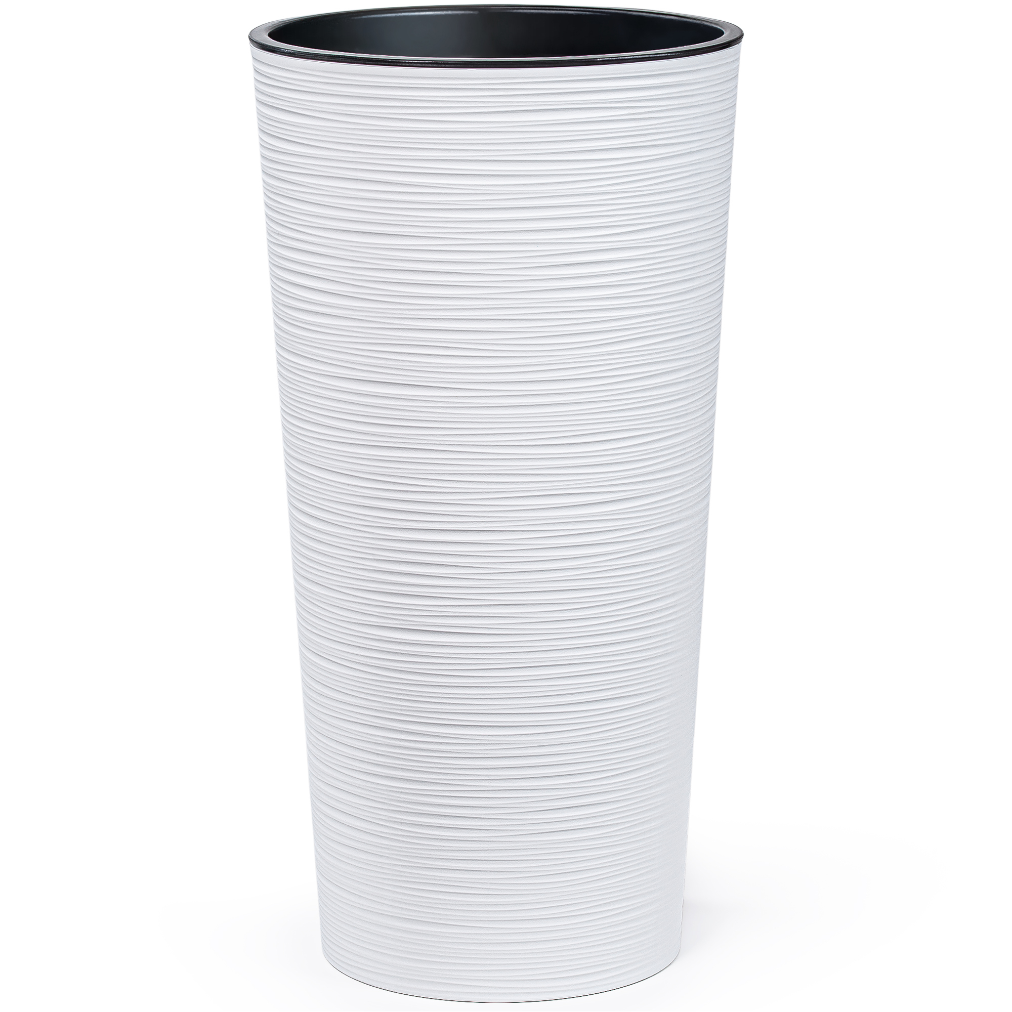 Image of Tall Flower Pot 57 Cm With Insert – Large Planter In Look, Plastic Saucer Cm Diameter, Uv & Weather Resistant, For Indoor & Outdoor Use