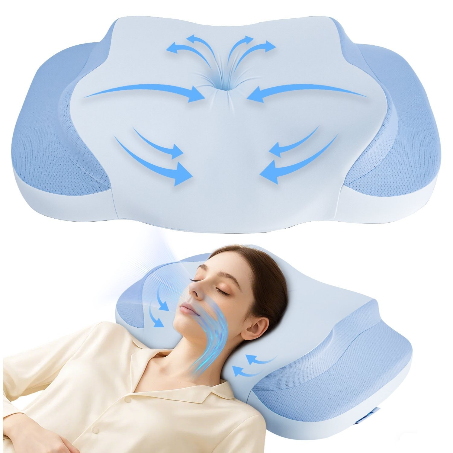 Image of Memory Foam Pillow – Ergonomic Shape, Breathable Cover, Washable, Suitable For All Sleeping (1pc)