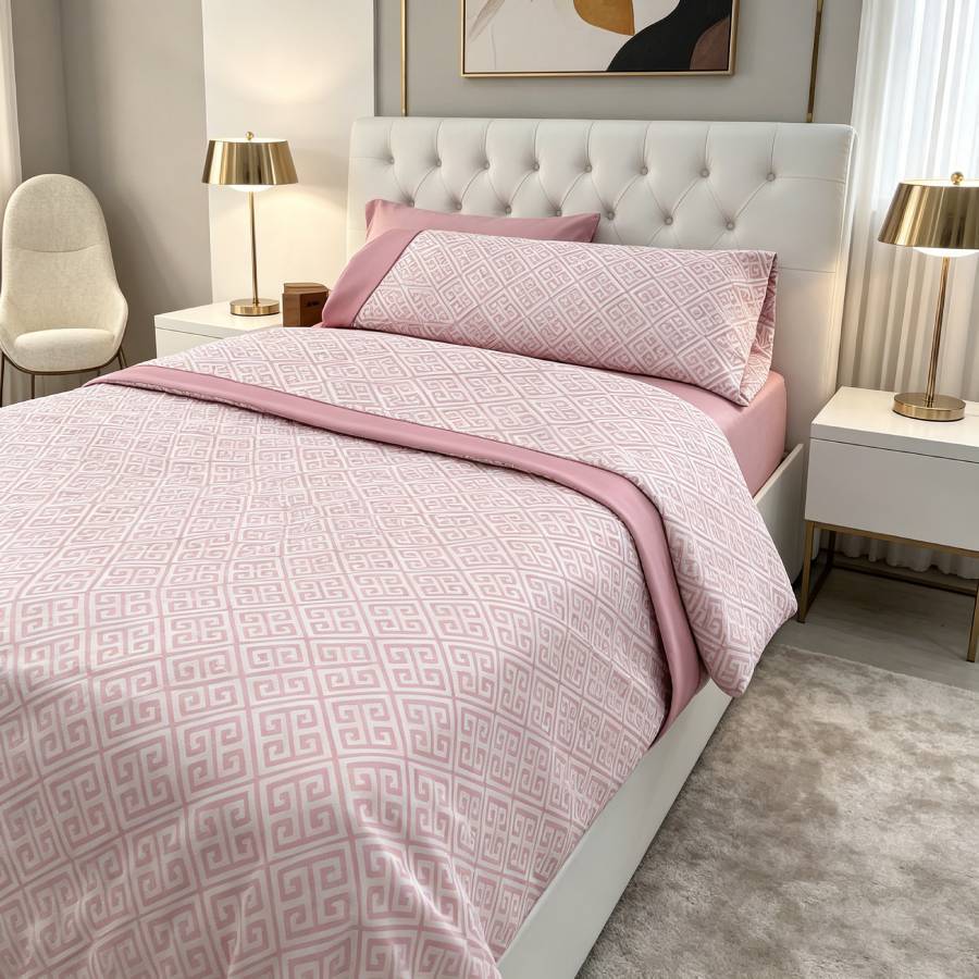 TEMU Juego de cama de | sábana bajera, sábana y de almohada | Tejido y | Amigable con la piel | Material de fácil cuidado | Disponible en tamaños 90,