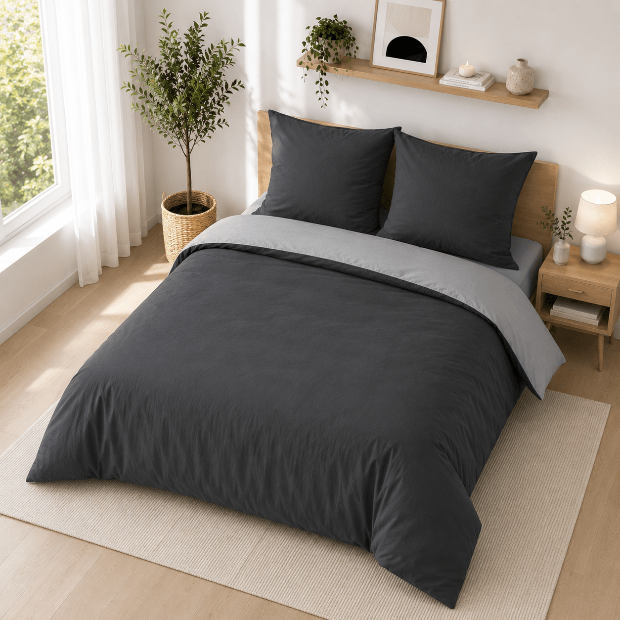 Bed Linen 200x200 Cm- 3pcs Bed Set - 1x Duvet Cover 200x200 Cm + 2x Pillowcase 80x80 Cm - 100%- Zip