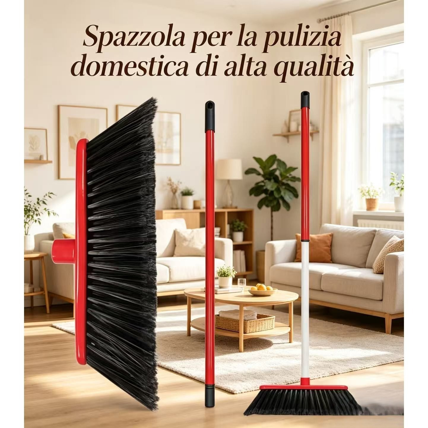 TEMU 2-in-1 Scope For Interior For Floors, With Feathered Bristles, Light And Thin, Effective For Crevices