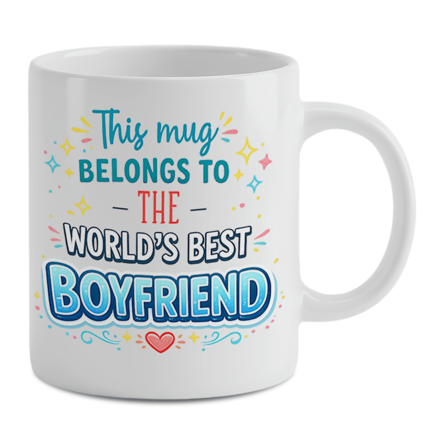 TEMU "world's Best Boyfriend" Mug - Cute Colourful Stars & Hearts Coffee Cup - Romantic Gift For Anniversary, Birthday Or Valentine's Day -