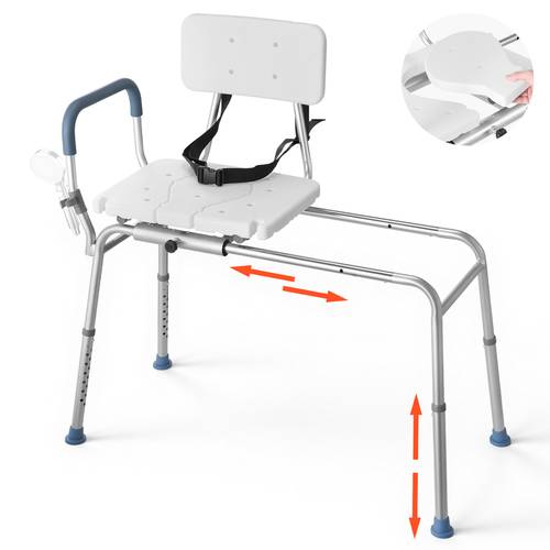 chaise de coulissante, banc de transfert de baignoire de 400 lb pour baignoire, banc de robuste avec bras et , siège à hauteur réglable pour handicapés, , personnes âgées et personnes âgées et handicapées