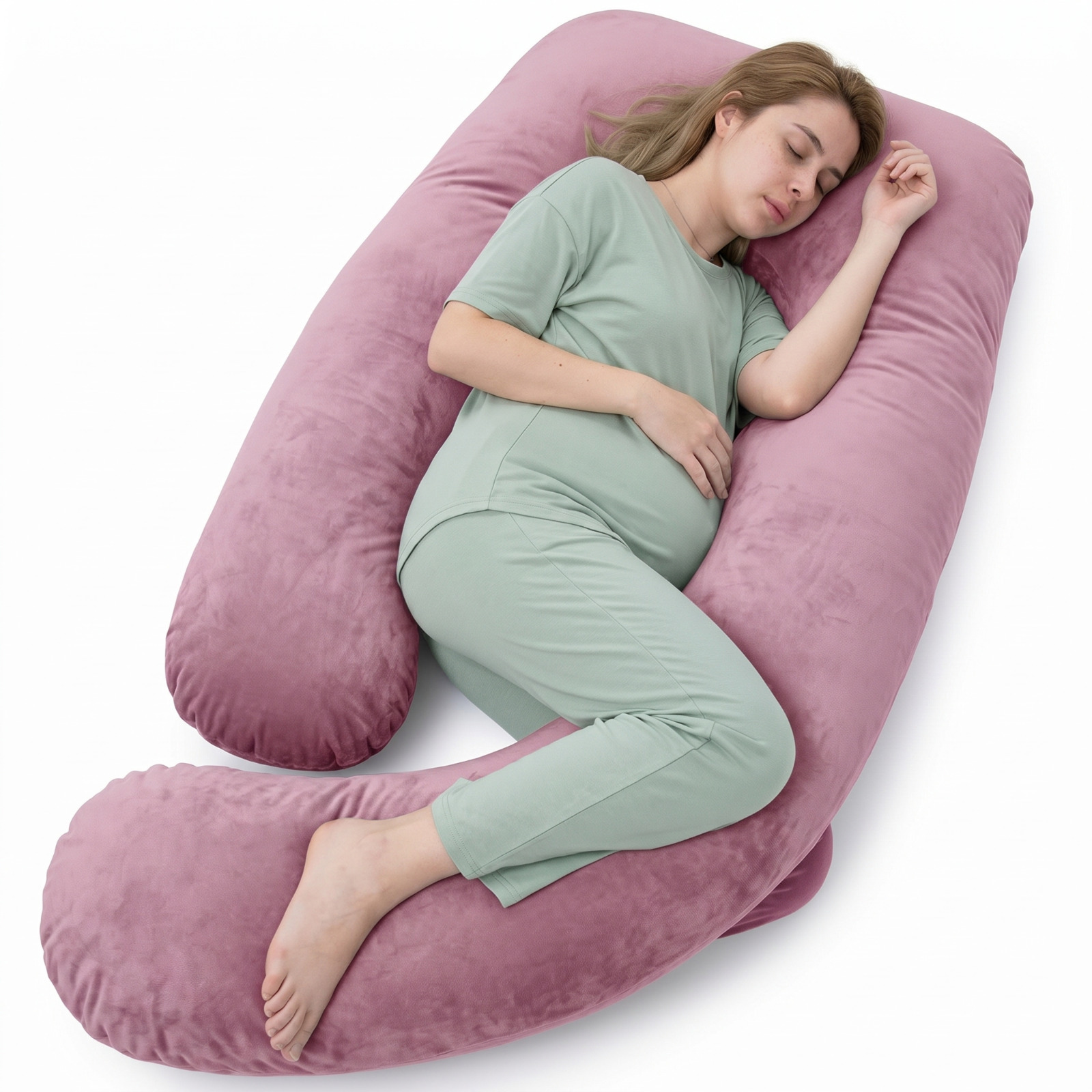 Image of Xxl 12ft Pregnancy Pillow – Full Body Pillow For Side & Stomach Sleepers, Ergonomic Nursing Pillow, Body Pillow With Back, Belly & Neck Support